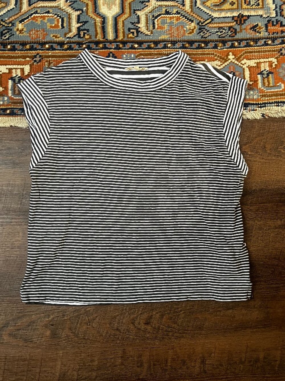 Madewell Stripe Boxy Cotton Linen Muscle Top Tee Small